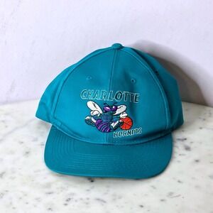 Vtg Charlotte Hornets NBA Snapback Hat Teal Green Undrbrim G Cap 90s Mens Embrdr